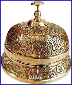 Vintage Brass Table Desk Bell Antique Hotel Service Ornate Reception Counter