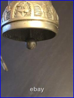 Vintage Brass Wall Mount Hanging Monastery Door Bell with Ornate Pull Chain