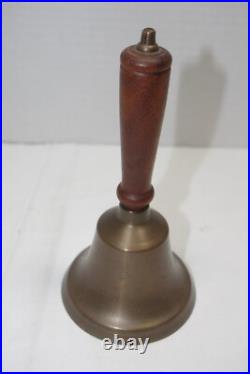 Vintage Brass Wood Schoolhouse Hand Bells Collectible Teacher Lot of 4