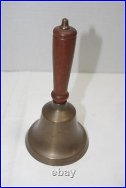 Vintage Brass Wood Schoolhouse Hand Bells Collectible Teacher Lot of 4