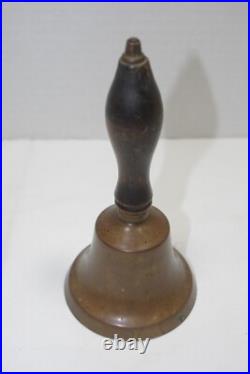 Vintage Brass Wood Schoolhouse Hand Bells Collectible Teacher Lot of 4