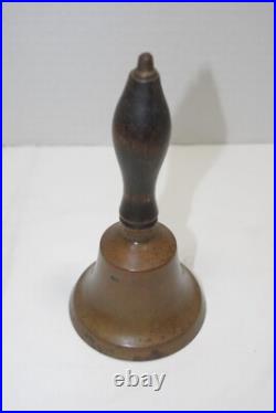 Vintage Brass Wood Schoolhouse Hand Bells Collectible Teacher Lot of 4