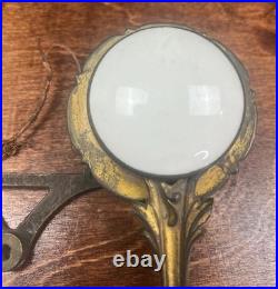 Vintage Brass and Porcelain Servants Bell Lever