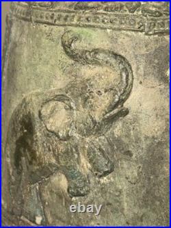 Vintage Bronze Elephant Bell Decorative Cast Brass Buddhist Temple Thailand