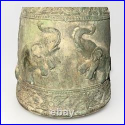 Vintage Bronze Elephant Bell Decorative Cast Brass Buddhist Temple Thailand