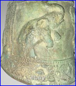Vintage Bronze Elephant Bell Decorative Cast Brass Buddhist Temple Thailand