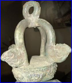 Vintage Bronze Elephant Bell Decorative Cast Brass Buddhist Temple Thailand