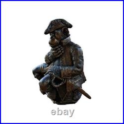 Vintage Bronze Primate Pirate Monkey Chimpanzee Figurine Table Bell Patina EUC