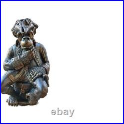 Vintage Bronze Primate Pirate Monkey Chimpanzee Figurine Table Bell Patina EUC