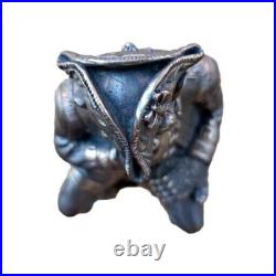 Vintage Bronze Primate Pirate Monkey Chimpanzee Figurine Table Bell Patina EUC