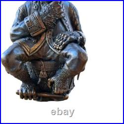 Vintage Bronze Primate Pirate Monkey Chimpanzee Figurine Table Bell Patina EUC