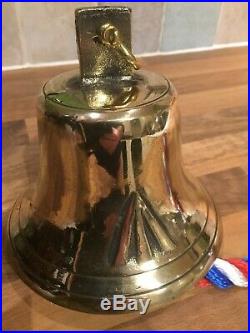 Vintage Cast Brass Royal Navy Ships Bell & Rope Maritime Marine Boat Yacht