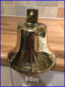 Vintage Cast Brass Royal Navy Ships Bell & Rope Maritime Marine Boat Yacht