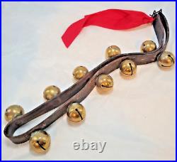 Vintage Ceremonies Horse Leather Collar With 10 Brass Bell Bells Great Sound