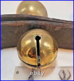 Vintage Ceremonies Horse Leather Collar With 10 Brass Bell Bells Great Sound