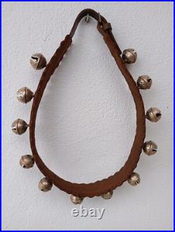 Vintage Ceremonies Horse Leather Collar With 12 Brass Bell Bells Great Sound