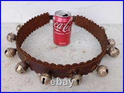 Vintage Ceremonies Horse Leather Collar With 12 Brass Bell Bells Great Sound