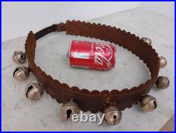 Vintage Ceremonies Horse Leather Collar With 12 Brass Bell Bells Great Sound
