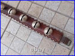 Vintage Ceremonies Horse Leather Collar With 12 Brass Bell Bells Great Sound