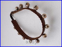 Vintage Ceremonies Horse Leather Collar With 12 Brass Bell Bells Great Sound