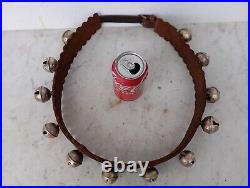 Vintage Ceremonies Horse Leather Collar With 12 Brass Bell Bells Great Sound
