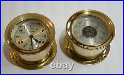 Vintage Chelsea Boston Ships Bell Clock And Barometer With Accessories
