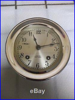 Vintage Chelsea Clock Co. Boston USA Ship's Bell Nickel Brass Clock 4 #587465