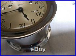 Vintage Chelsea Clock Co. Boston USA Ship's Bell Nickel Brass Clock 4 #587465