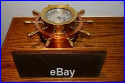 Vintage Chelsea Commander Nautical Ship's Bell Wheel Brass/Bronze Mantel Clock