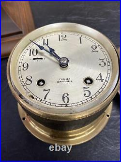 Vintage Chelsea Ship's Bell Brass Maritime Bulkhead Clock