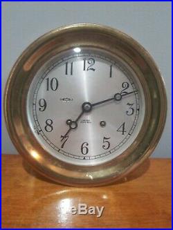 Vintage Chelsea Ships Bell 6 Clock with Key, 1971, Used by B&O Railroad