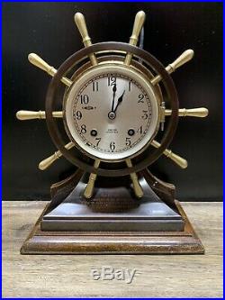 Vintage Chelsea Ships Bell Brass/Bronze Mantel Clock