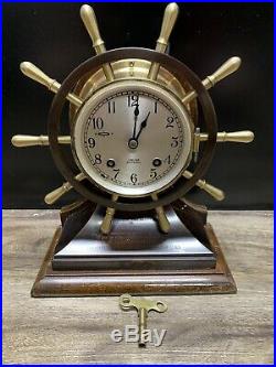 Vintage Chelsea Ships Bell Brass/Bronze Mantel Clock