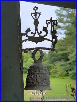 Vintage Church Wall Mount Brass Bell Dragon Angel Vocem Meam Audit Qui Me Tangit