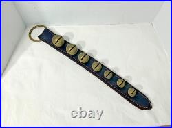 Vintage Classic 7 Solid Brass Sleigh Bells LEATHER STRAP HANDMADE Door Chime Dec
