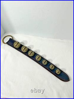 Vintage Classic 7 Solid Brass Sleigh Bells LEATHER STRAP HANDMADE Door Chime Dec