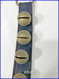 Vintage Classic 7 Solid Brass Sleigh Bells LEATHER STRAP HANDMADE Door Chime Dec