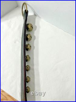 Vintage Classic 7 Solid Brass Sleigh Bells LEATHER STRAP HANDMADE Door Chime Dec