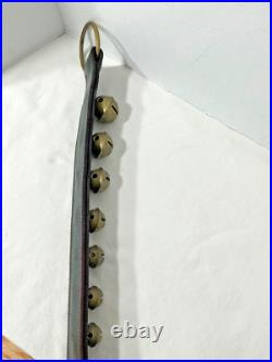 Vintage Classic 7 Solid Brass Sleigh Bells LEATHER STRAP HANDMADE Door Chime Dec