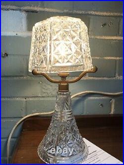 Vintage Cut Crystal Glass Lamp Base & Shade Heavy & Large