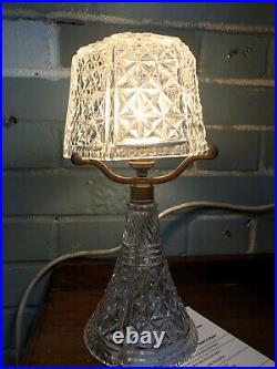 Vintage Cut Crystal Glass Lamp Base & Shade Heavy & Large