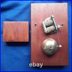 Vintage Door Butler Bell Brass On Wooden Cigar Box 9v Battery
