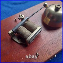 Vintage Door Butler Bell Brass On Wooden Cigar Box 9v Battery