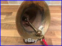 Vintage E J Willis US Navy Cast Brass Ships Bell Bracket & Rope Maritime Marine