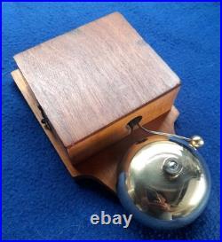 Vintage Electric Door Bell Railway / Butler Bell Wood Brass