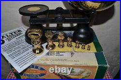 Vintage English Boxed Salter Scales 7 Quality Brass Bell Weights