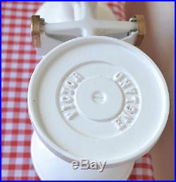 Vintage English Kitchen Scales Victor Warm/off White 7 Brass Bell Weights &stand
