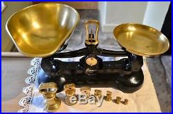 Vintage English Librasco Kitchen Scales Black 7 Librasco Brass Bell Weights
