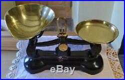 Vintage English Librasco Kitchen Scales Black 7 Librasco Brass Bell Weights (2)