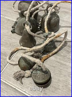 Vintage Etched Brass Bells Made in India 7 Different Bells